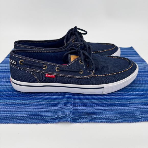Levi's Boat Shoes Mens 9.5 EUR 43 Coastal Nautical Blue Lace Up GREAT CONDITION - Picture 7 of 13